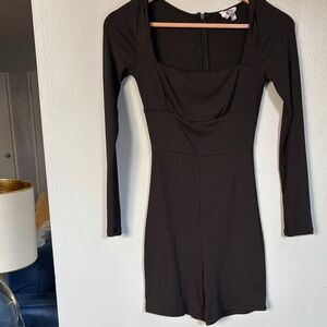 Princess Polly Dark Gray Ribbed mini romper